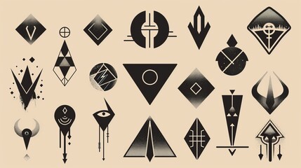 Poster - Monochrome abstract design from the year 2000. Retro futuristic elements for 2000s and brutalist style designs. Psychedelic simple streetwear designs.