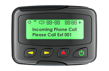 pager, beeper. 3d rendering isolated on transparent background