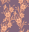 Spring daffodil flowers seamless pattern in trendy color of the year 2024 peach fuzz. Botanical modern design for textile, apparel fabric, bedding, dress, wallpaper.