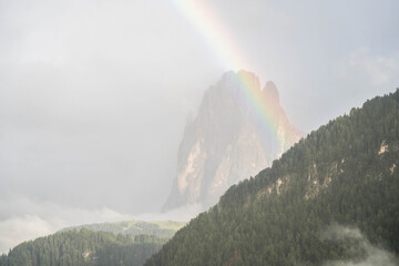 Rainbow over Sassolungo, South Tyrol Italy