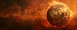 Ominous Climate Crisis Scenario Depicting Raging Wildfires Consuming Europe on a Fiery Glowing Planet