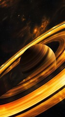 Wall Mural - space science wallpaper, astronomy background backdrop.Extraterrestrial planet with a majestic ring and ethereal. Astronomical abstract illustration of planet with rings. Generative ai