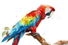 On Transparent Background. PNG Tropical Parrot