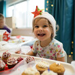 Joyful Child Celebrating Christmas in Hospital with Delicious Cupcakes