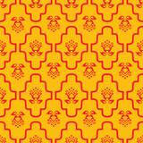 Fototapeta  - Decorative ornamental diaper seamless pattern vector yellow