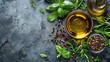photo of oil, herbs, spices and cooking ingredient for cooking background