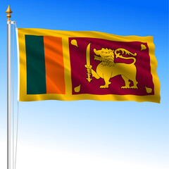 Wall Mural - Sri Lanka, official national waving flag, asiatic country, vector illustration