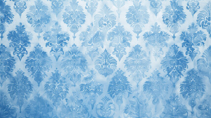 Wall Mural - A blue and white patterned wallpaper with a floral design