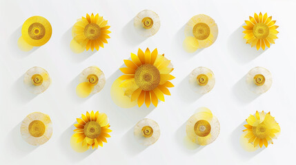 Canvas Print - Gold and lemon yellow circles form abstract sunflowers for a touch of floral in data viz.