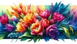 Watercolor Painting of Open Up Tulips
