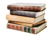 Stack of old books isolated on transparent background. PNG format