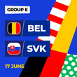 Belgium vs Slovakia football 2024 match versus. 2024 group stage championship match versus teams intro sport background, championship competition.