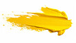 Yellow paint splatter on white background. Abstract yellow paint splatter contrasts against a clean white backdrop