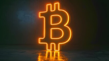 Aufkleber - Neon Lit Bitcoin Sign in Dark