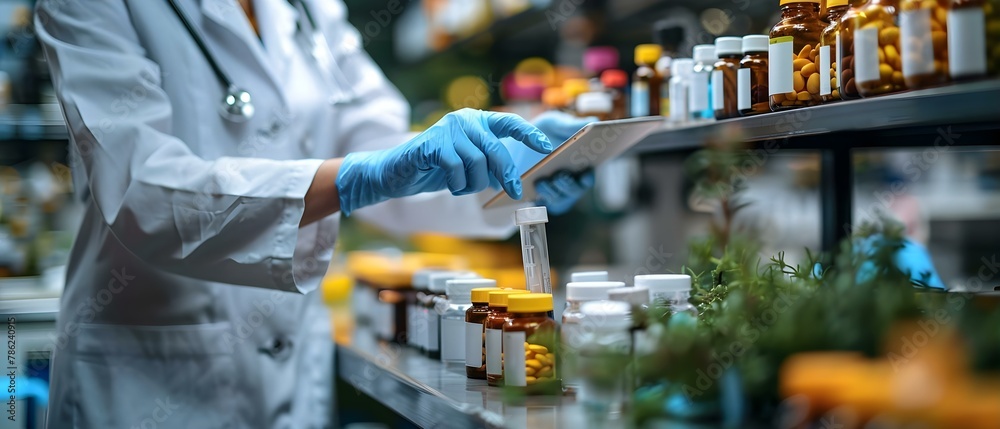 Pharmacist Manages Drug Inventory with Digital Aid. Concept Pharmacy ...