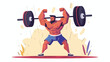 Strong bodybuilder sportsman lifting heavyweight barb