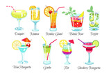 Fototapeta Dinusie - Assorted Colorful Cocktail Drinks Menu