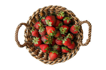 Wall Mural - isolated basket with strawberries, top view