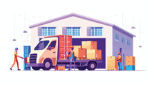 Warehouse Delivery Logistic Service Vector Illustration
