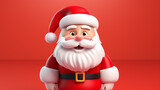 Fototapeta Na ścianę - Cute Santa Claus cartoon character on red background illustration
