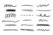 Marker scribble elements collection. Hand drawn strokes, underlines, wave brush marks.Vector set isolated on white background.