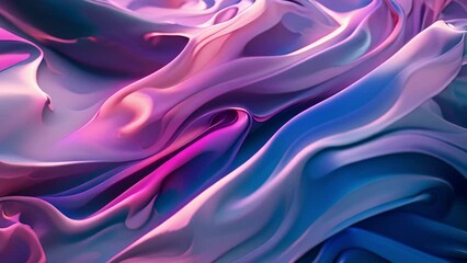 Fototapete - Waves of Pink and Blue Satin Fabric in Soft Light