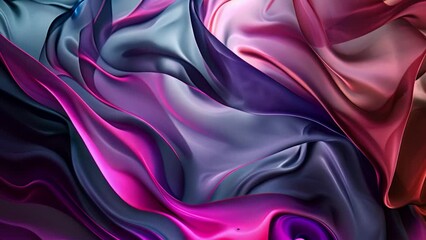 Poster - Elegant Satin Fabric in Blue and Pink Tones With Soft Folds