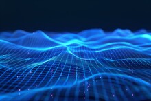 AI Generated Illustration Of Abstract Blue Glowing Grid Pattern On A Dark Background