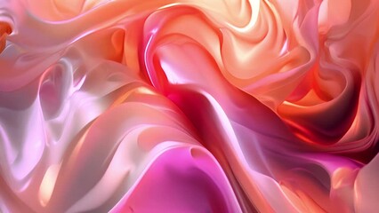 Poster - Vibrant Swirls of Pink and Gold Satin Fabric