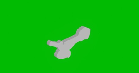 Poster - Animation of rotation of a white cordless angle grinder symbol with shadow. Simple and complex rotation. Seamless looped 4k animation on green chroma key background