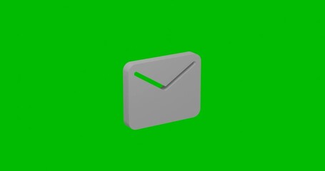 Poster - Animation of rotation of a white email symbol with shadow. Simple and complex rotation. Seamless looped 4k animation on green chroma key background
