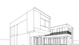 Fototapeta Paryż - house building sketch architecture vector illustration