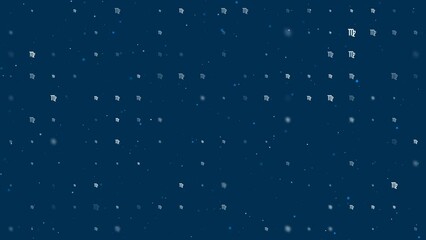 Poster - Template animation of evenly spaced zodiac virgo symbols of different sizes and opacity. Animation of transparency and size. Seamless looped 4k animation on dark blue background with stars