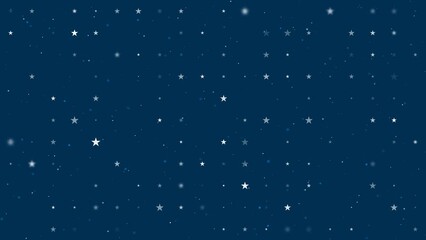Poster - Template animation of evenly spaced star symbols of different sizes and opacity. Animation of transparency and size. Seamless looped 4k animation on dark blue background with stars