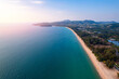 Aerial top view panorama sunset Bang Tao beach with sea of Phuket paradise. Concept tropical travel photo Thailand