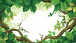 Liana branch frame on green background. Vector cartoon