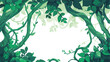 Liana branch frame on green background. Vector cartoon