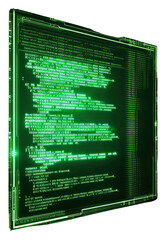 Wall Mural - PNG Coding screen in green square technology light black background.