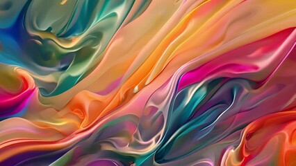 Poster - Vibrant Silk Fabric Waves in an Abstract Display