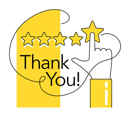 Wall Mural - Thank You for five stars - feedback motivation