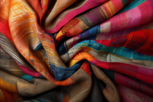 Background With Colorful Fabrics At Market	
