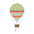 Hot air balloon flight, retro airship for wanderlust adventure, color sketch vector illustration