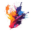 A splash of colors mixed and splashed on a white background,