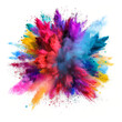© Only PNG - Spread joy and positivity burst of colored powder exploding in a colorful display against a white canvas