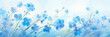 Serene watercolor of blue forget-me-not flowers against a soft blue background, symbolizing love and remembrance. Generative AI