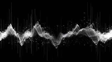 Digital black and white speech waveform abstract graphic poster web page PPT background