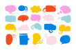 Set of speech bubbles. Speak bubble text, cartoon chatting box, message box. Blank empty vector white speech bubbles. Cartoon balloon word design.
