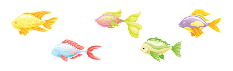 Poster - Tropical Fish as Aquarium Sea Pet Vector Set