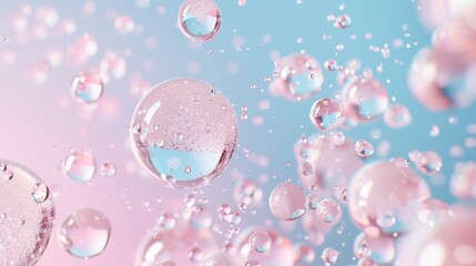 Leinwandbilder - Fashion background with water bubbles for cosmetic product display. 3D render.