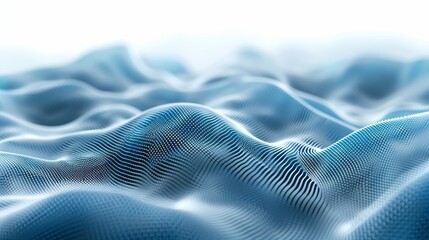 Poster - Screen with dots of white blue wave pattern and bright texture background. Abstract technology big data digital background. Three-dimensional rendering.
